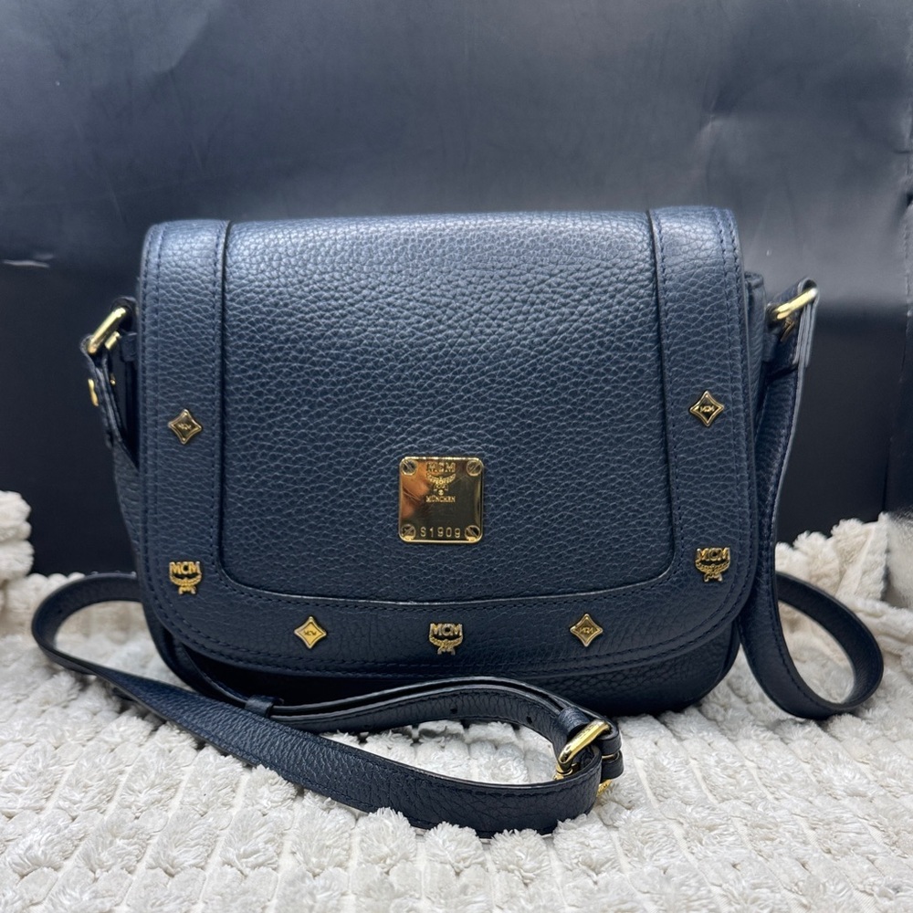MCM Studs Midnight Blue Crossbody Bag